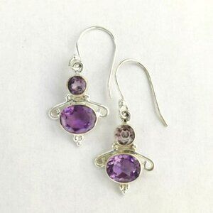 NEW Sterling silver lavender Amethyst dangle drop earrings
